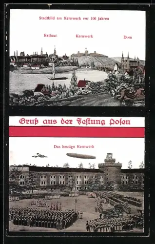 AK Posen, Zeppelin über dem Kernwerk