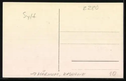 Foto-AK Hörnum, Teilansicht der Kaserne