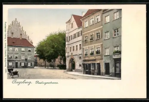 AK Augsburg, Geschäfte in der Peutingerstrasse