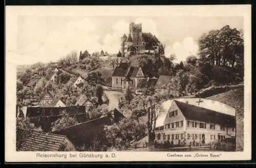 AK Reisensburg b. Günzburg, Gasthaus zum Grünen Baum, Ortsansicht