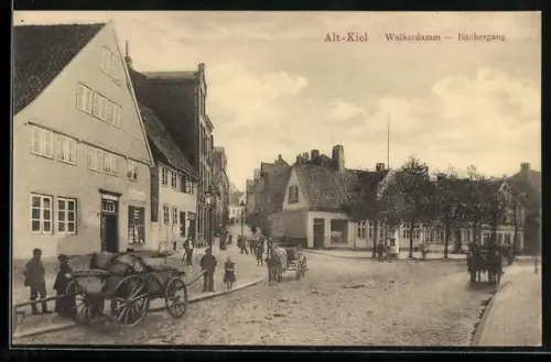 AK Kiel, Strasseneck Walkerdamm - Bäckergang