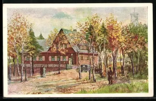 Künstler-AK Hilbersdorf / Chemnitz, Gasthof Beutenberghaus