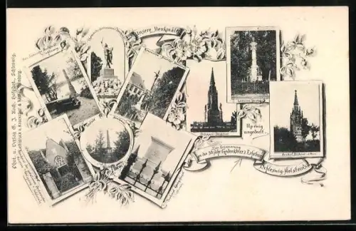 AK Schleswig, Idstedt Denkmal, Arnkiel-Denkmal, Düppel-Denkmal, Chemnitz-Bettmann-Denkmal