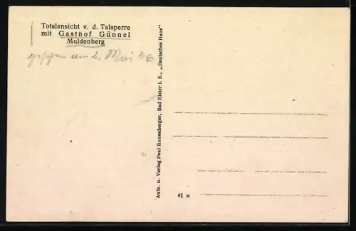 AK Muldenberg, Talsperre mit Gasthof Günnel