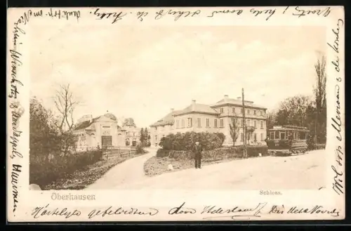 AK Oberhausen / Rheinland, Ansicht vom Schloss, Strassenbahn