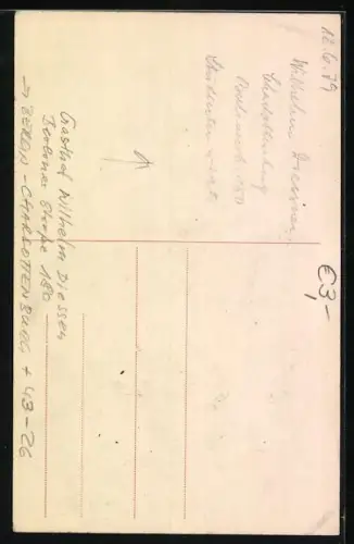 AK Berlin-Charlottenburg, Reklame für Gasthof Wilhelm Diessen, Berliner Strasse 180