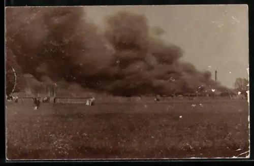 Foto-AK Storkow /Mark, Brand der Schneidemühle am 1. 5. 1913