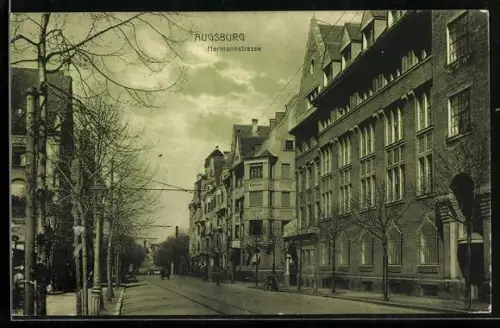AK Augsburg, Blick in die Hermannstrasse
