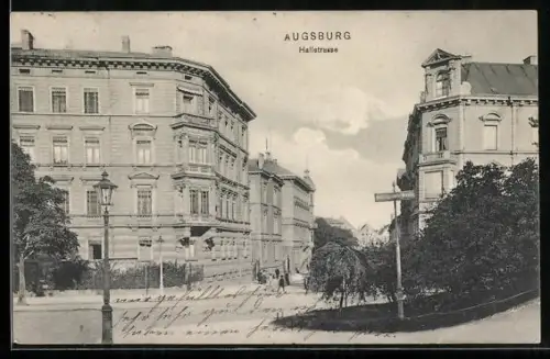 AK Augsburg, Hallstrasse Ecke Schiessgraben-Strasse