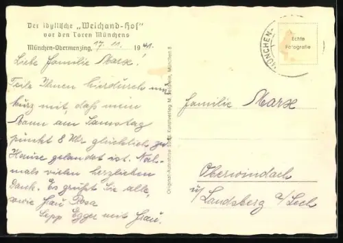 AK München-Obermenzing, Blick auf das Gasthaus Weichand-Hof