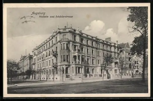 AK Augsburg, Holbeinstrasse Ecke Schäzlerstrasse