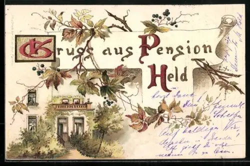 Lithographie Dresden, Pension Held in der Schnorrstrasse 27