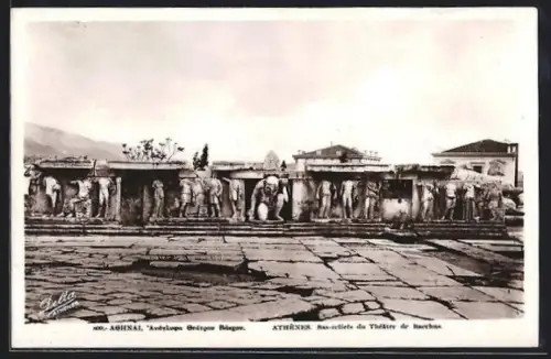 AK Athènes, Bas-reliefs du Théatre de Bacchus