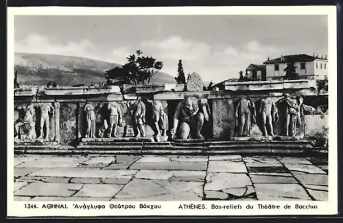 AK Athen, Bas-reliefs des Bacchus Theaters