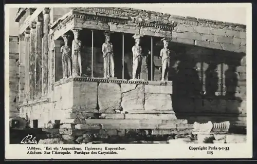 AK Athènes, Sur l`Acropole, Portique des Caryatides