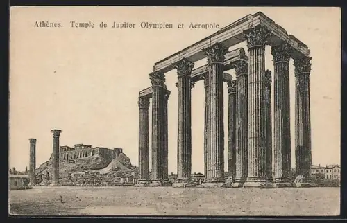 AK Athènes, Temple de Jupiter Olympien et Acropole