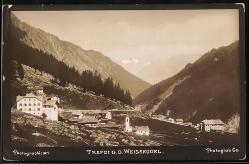 Fotografie Photoglob Co., Ansicht Trafoi, Blick in den Ort gegen d. Weisskugel