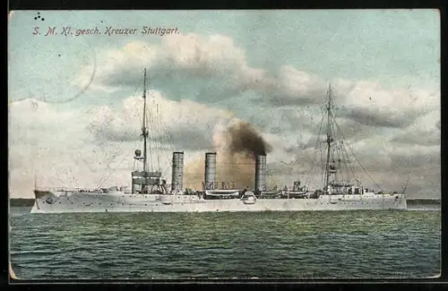 AK Kleiner Kreuzer Stuttgart in Fahrt, Kriegsschiff