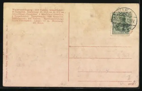 AK Kleiner Kreuzer Stuttgart in Fahrt, Kriegsschiff