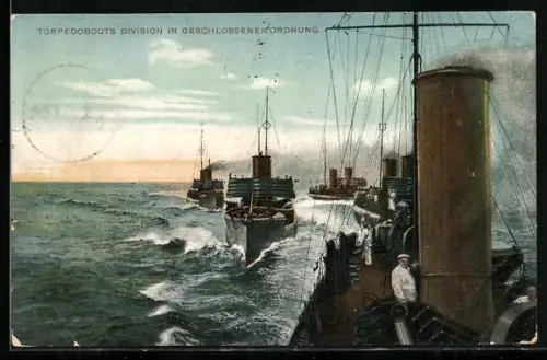AK Torpedoboots Division bei Fahrt in geschlossener Ordnung