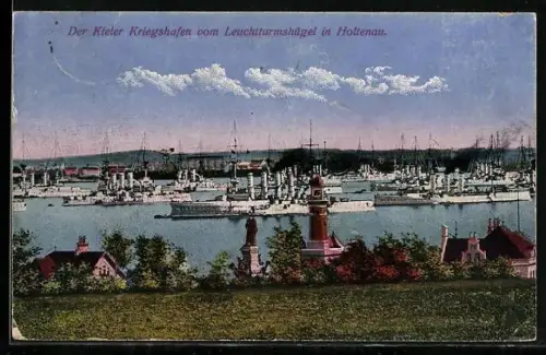 AK Kiel, Kriegshafen vom Leuchtturmhügel in Holtenau