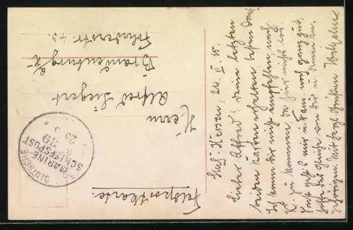 Künstler-AK SM Panzerkreuzer Blücher während der Seeschlacht auf der Doggerbank Januar 1915, Kriegsschiff