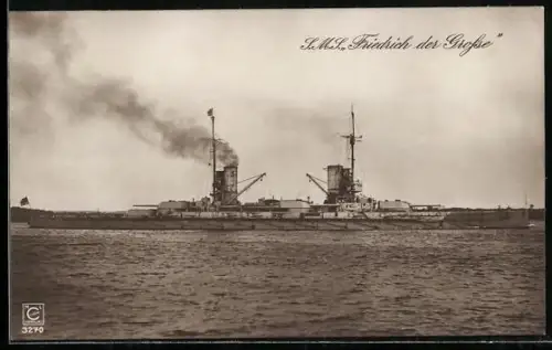 AK Linienschiff Friedrich der Grosse in Fahrt, Kriegsschiff