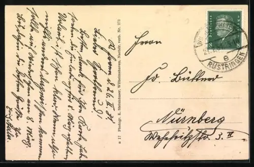 AK Wilhelmshaven, Leichter Kreuzer Köln im Hafen