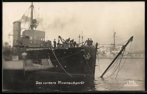 Foto-AK Das vordere Minensuchgerät vom Minensuchboot M-116, Kriegsschiff