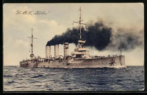 AK Kleiner Kreuzer Köln in Fahrt, Kriegsschiff