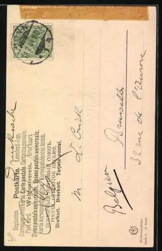 Künstler-AK betrunkene Burschenschafter flössen einem Hund Bier ein, studentische Szene