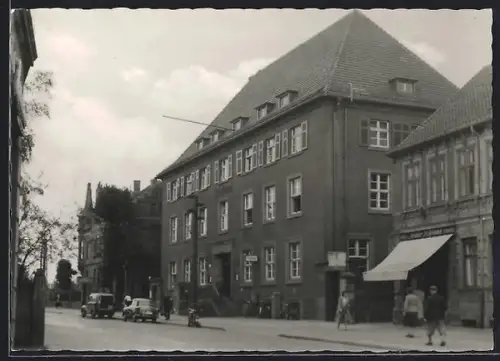 AK Haldensleben, Postamt, Schmuck-Geschäft von Arthur Hoffmann