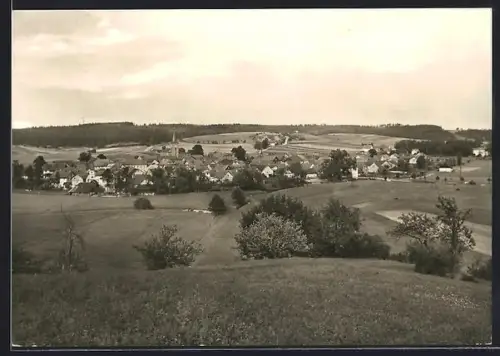 AK Lindenau / Hildburghausen, Gesamtansicht mit umliegenden Feldern