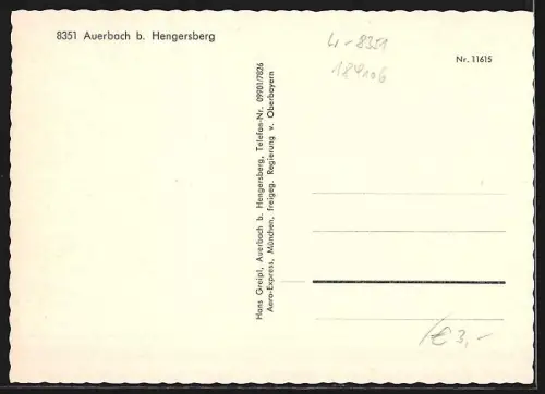 AK Auerbach b. Hengersberg, Ortsansicht aus der Vogelschau mit umliegenden Wäldern