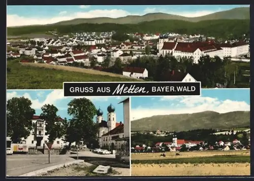 AK Metten /Bayer. Wald, Ortsansichten, Kloster, Kirche