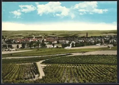 AK Gau-Odernheim, Panorama mit Weinbergen und Ortsansicht