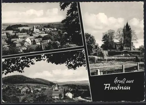 AK Amönau /Marburg, Ortsansichten, Kirche, Landschaft