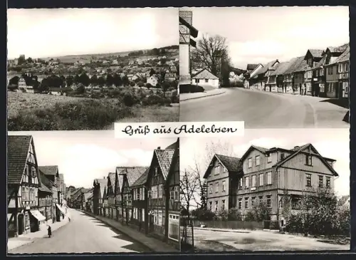 AK Adelebsen, Ortsansichten mit Fachwerkhäusern und Panorama