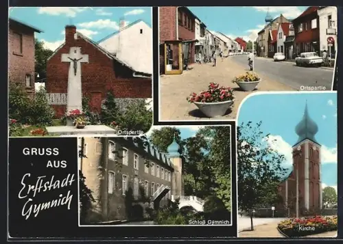 AK Erftstadt-Gymnich, Schloss Gymnich, Kirche, Ortsansichten