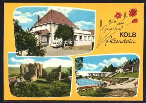 AK Maroldsweisach-Altenstein, Gasthof Kolb, Burgruine, Schwimmbad