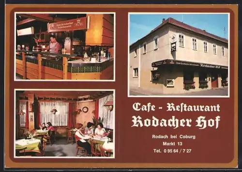 AK Rodach bei Coburg, Cafe-Restaurant Rodacher Hof, Bierstüberl, Frühstückszimmer, Markt 13