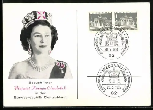 AK Besuch ihrer Majestät Königin Elizabeth II. von England in Deutschland 1965