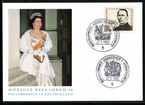 AK Königin Elizabeth II. von England anlässlich ihres Staatsbesuchs in Deutschland 1965
