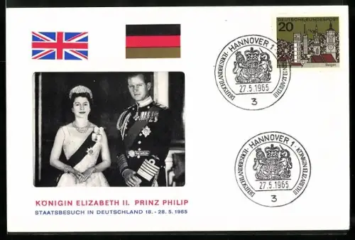 AK Königin Elizabeth II und Prinz Philip anlässlich des Staatsbesuchs in Deutschland 1965