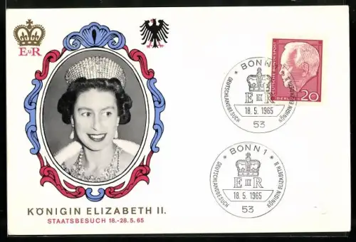 AK Porträt Königin Elizabeths II. anlässlich ihres Staatsbesuchs in Deutschland 1965