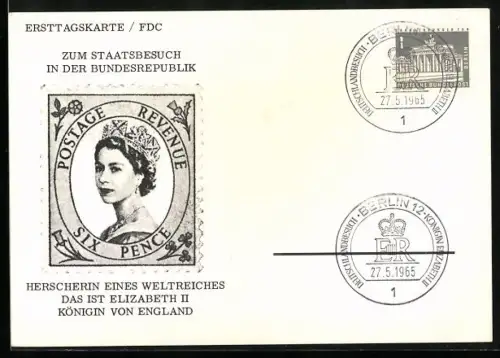 AK Königin Elizabeth II. im Profil anlässlich ihres Staatsbesuchs in Deutschland 1965