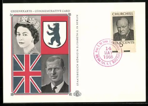 AK Berlin, Gedenkkarte, Staatsbesuch Königin Elisbath II.