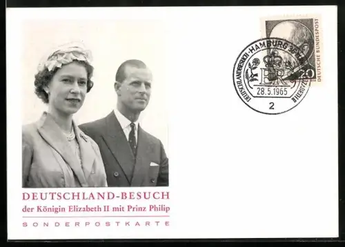 AK Königin Elizabeth II. und Prinz Philip anlässlich ihres Staatsbesuchs in Deutschland 1965