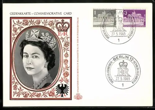 AK Hamburg, Besuch Königin Elizabeth II. 1965, Sonderpostkarte, Portrait