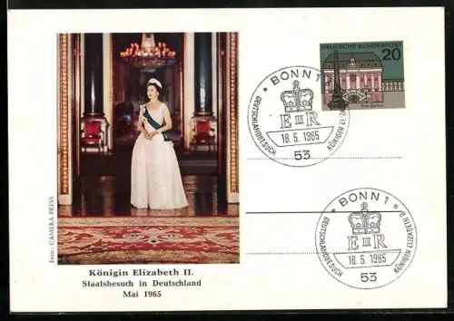 AK Wiesbaden, Königin Elisabeth II. von England auf Staatsbesuch 1965